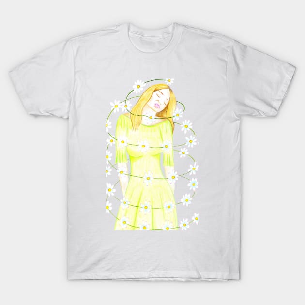 Dancing with the Daisies- White T-Shirt by EarthSoul